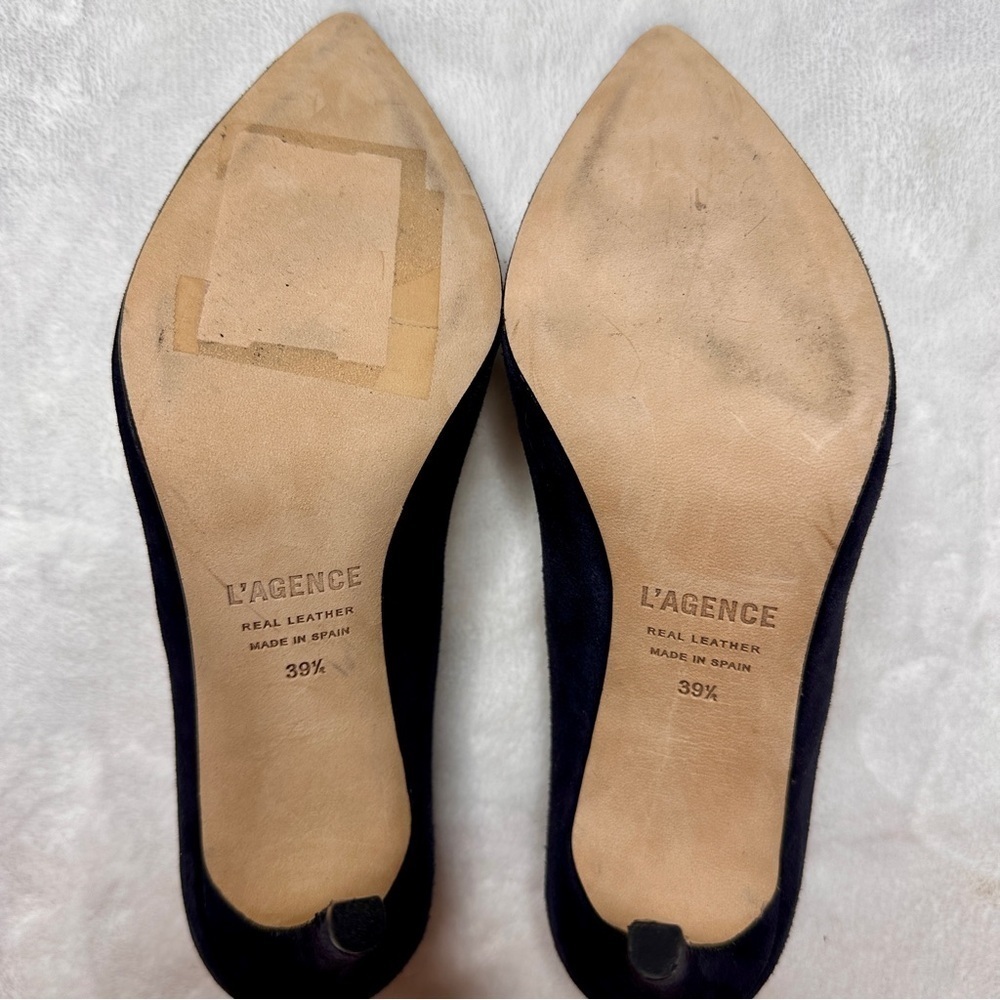 L'Agence Eloise Suede Leather Pumps Heels in Navy Blue Women's EU 39.5/ US 9.5 - Picture 11 of 13